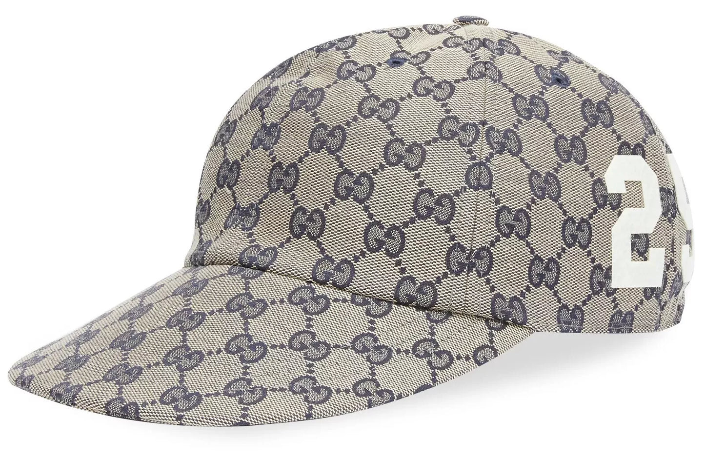 Gucci 'gg Logo 25 Patch Jacquard' cotton canvas baseball cap beige/blue