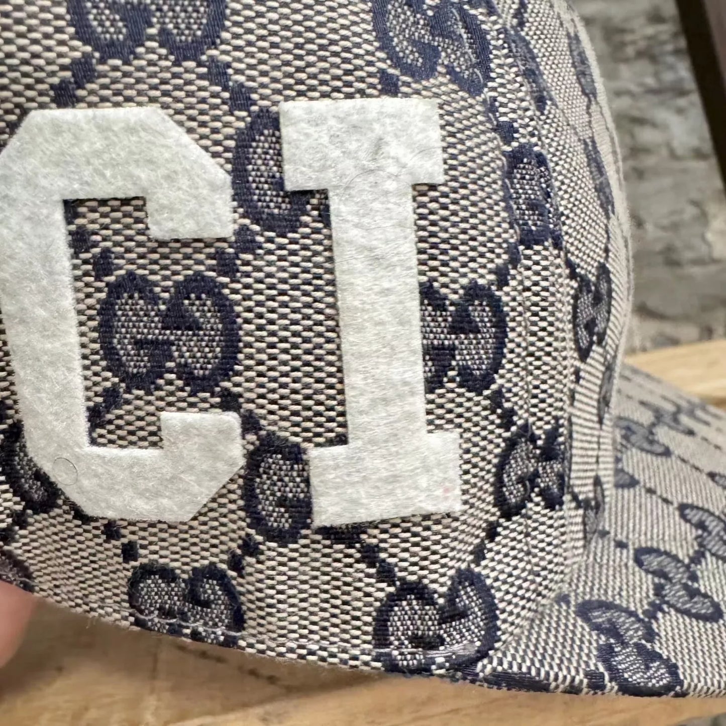 Gucci 'gg Logo 25 Patch Jacquard' cotton canvas baseball cap beige/blue