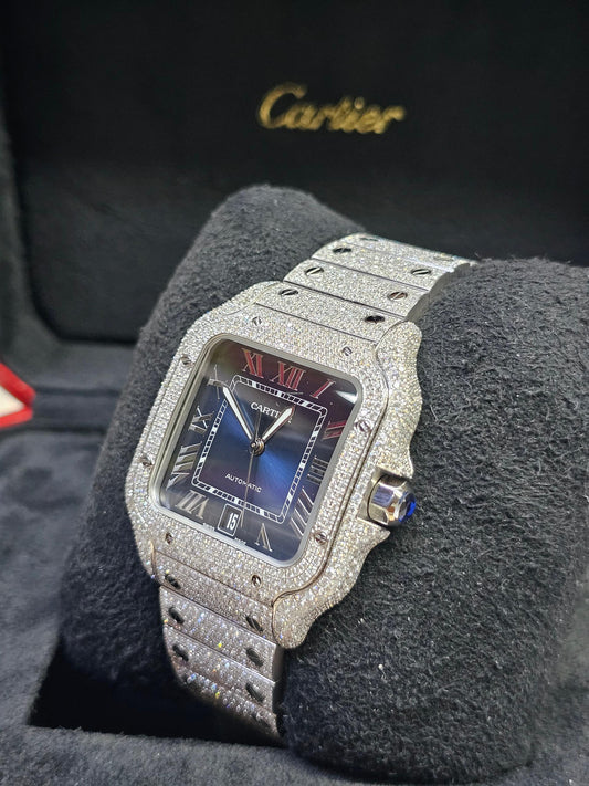 Cartier Santos De Cartier Iced with Natural Diamonds