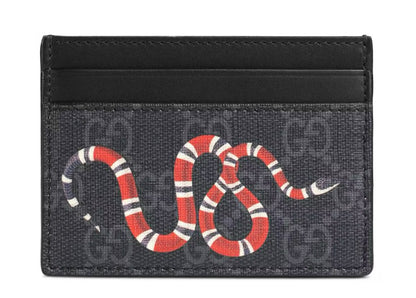 Gucci GG Supreme Kingsnake Print Card Holder Black/Grey