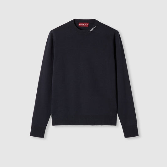 Gucci Silk cotton knit sweater with intarsia