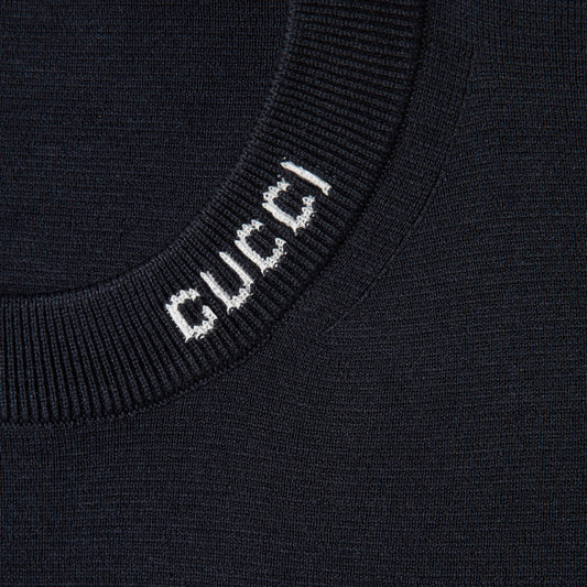 Gucci Silk cotton knit sweater with intarsia