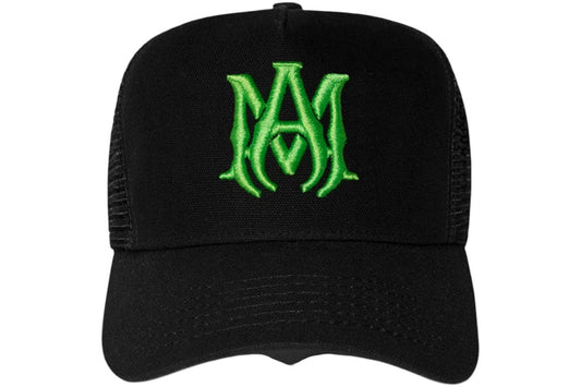 AMIRI MA Logo Trucker Hat Cap Black/Green