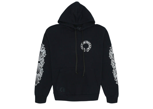Chrome Hearts Horse Shoe Floral Hoodie Black