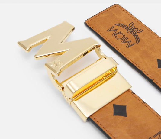 MCM CLAUS M REVERSIBLE BELT 1.5" COGNAC