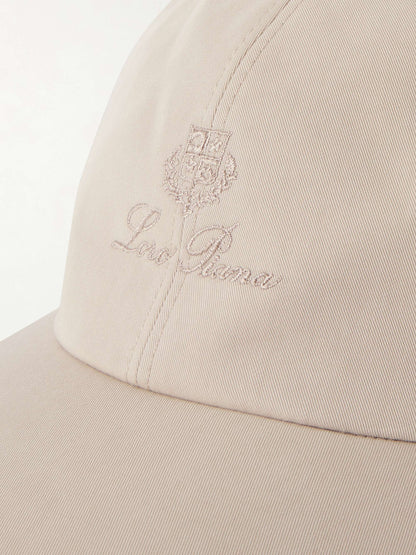 LORO PIANA Baseball cap made of cotton-blend twill and embroidered logo White