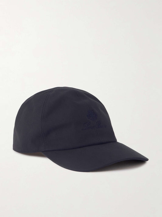 LORO PIANA Baseball cap in linen-silk and embroidered logo Blue