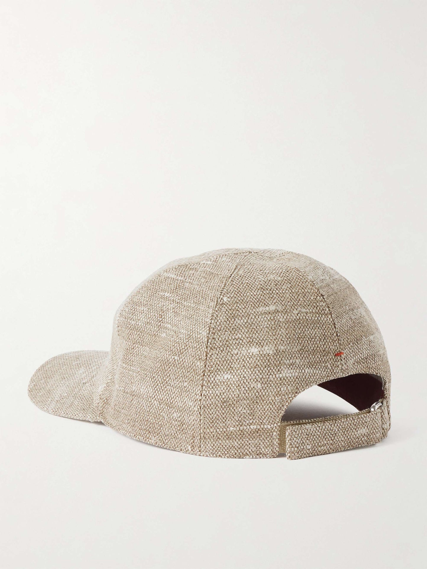 LORO PIANA Baseball cap in linen-silk and embroidered logo Brown