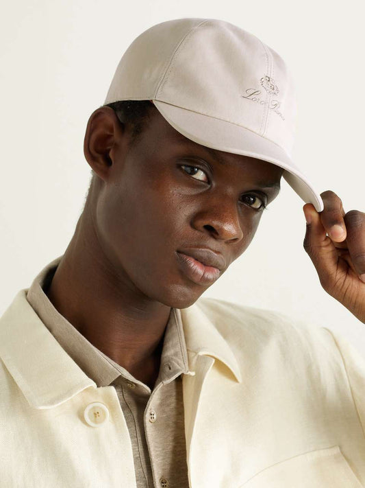 LORO PIANA Baseball cap made of cotton-blend twill and embroidered logo White